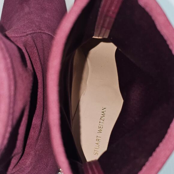 Stuart Weitzman Allshine Ankle Bootie Size 9 Wine Red Suede Sock Jewel Heel Fall - Picture 12 of 15